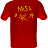NASA Red (a Bolt Classic!)- Yellow print on a Red shirt- $13