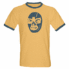 The Luchador craze concludes... for now!  This is a blue print on a blue/mustard ringer. $18 