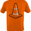 Road Cone- Black/White Print on an Orange Shirt- $15